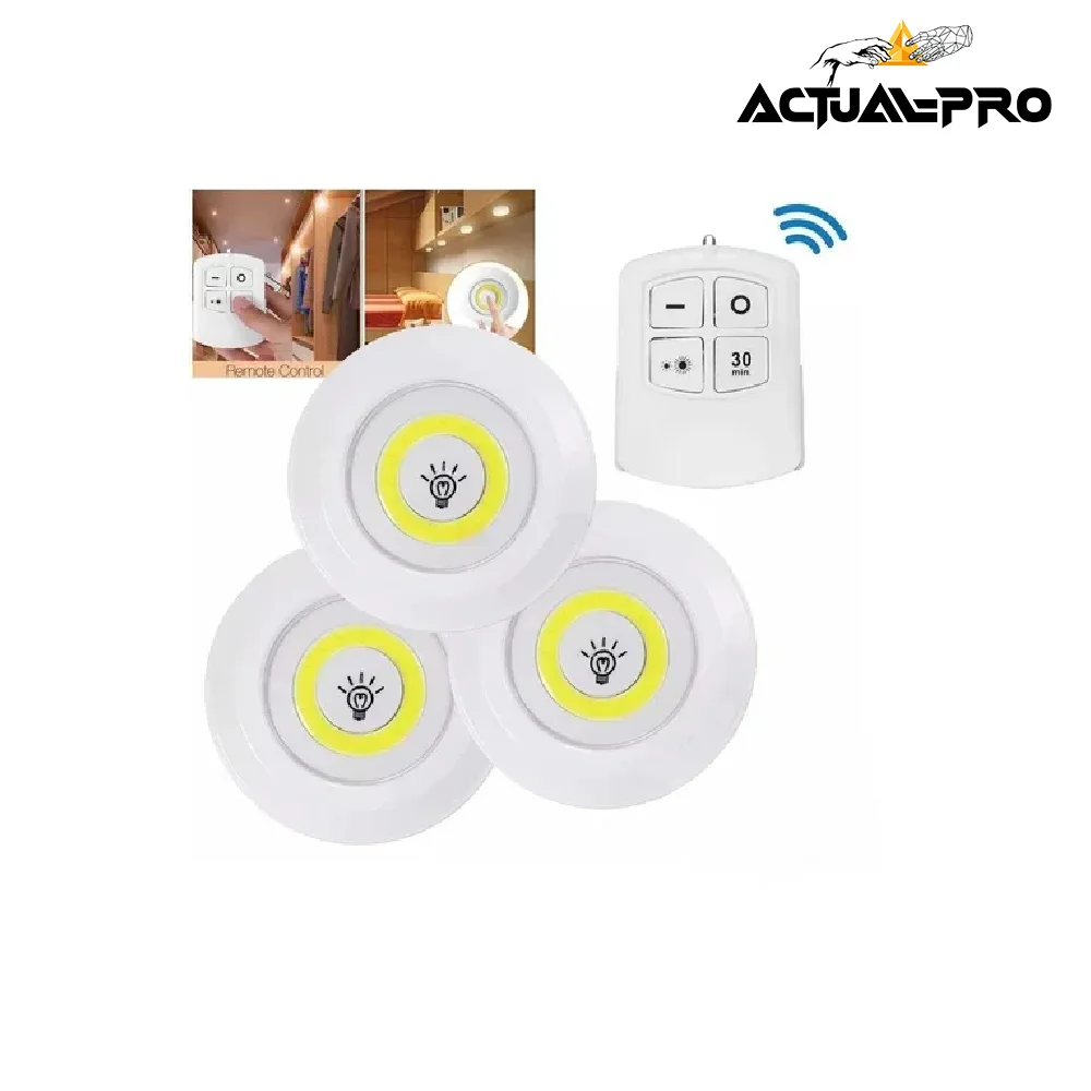 Set 3 luces LED inalámbricas control remoto